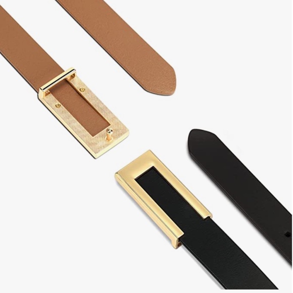 Womens Leather Belt Skinny Waist Belt for Dresses Jeans Pants with Gold Buckle main image 5
